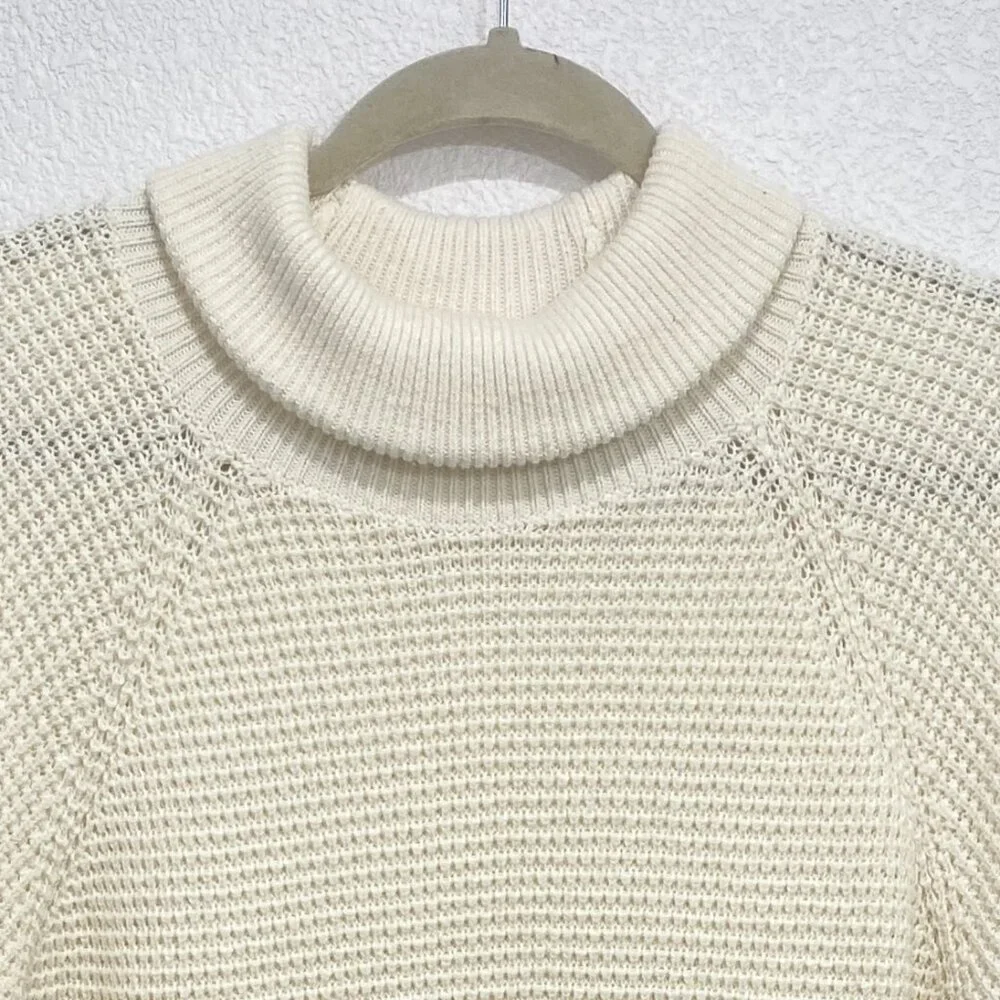Michael Kors Waffle Knit Turtleneck Sweater Tunic Cream XL